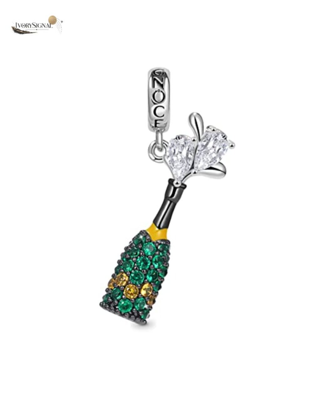 Sterling Silver Champagne Bottle Charm Bead for Bracelet Necklace